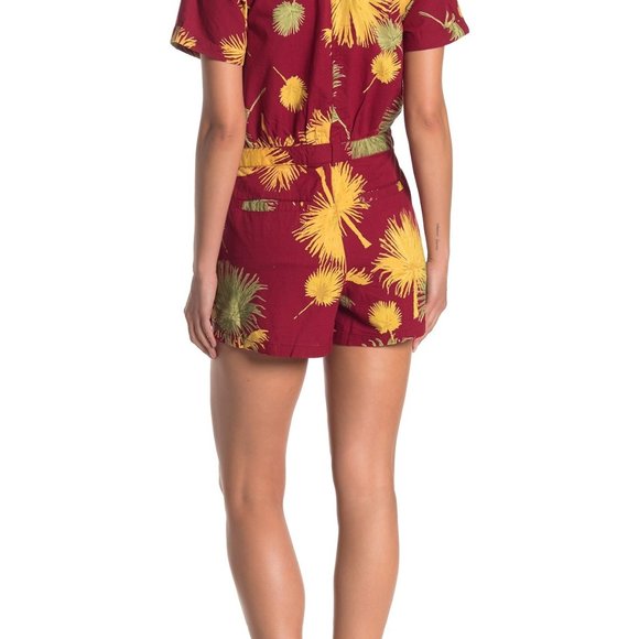 NWT Free People Malibu Romper XS One Piece Tropical Hawaiian Aloha Red NEW - Picture 9 of 12